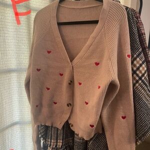 Tan heart cardigan